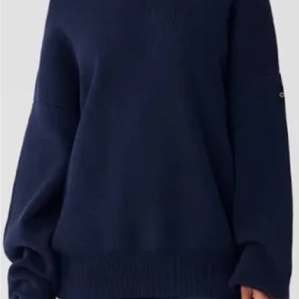 Alo Yoga Navy Scholar Crewneck Knit Sweater Small - unisex